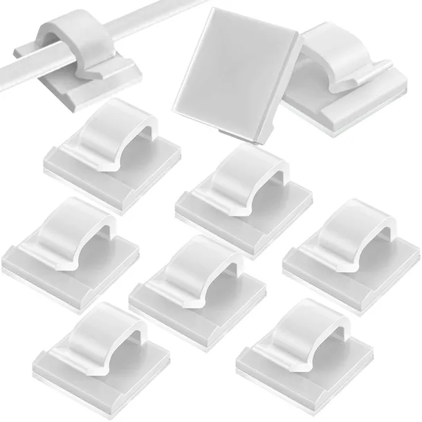 Zestaw 10x organizer uchwyt maskownica zaczep klips do kabli samoprzylepny