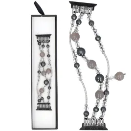 bransoleta-do-apple-watch-glacierx-triple-strand-beaded-charm-szara