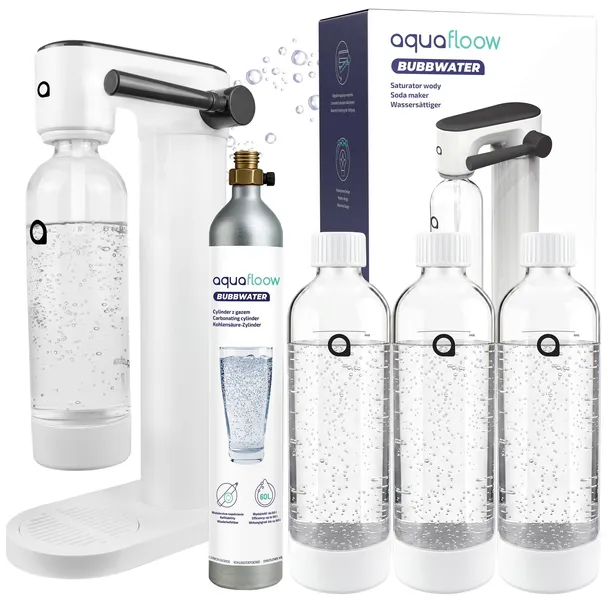 SATURATOR DO WODY GAZOWANEJ AQUAFLOOW CYLINDER CO2 + 3X BUTELKA NA WODĘ