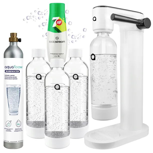 SATURATOR DO GAZOWANIA WODY SYROP SODASTREAM 7UP NABÓJ CO2 3X BUTELKA 800ML