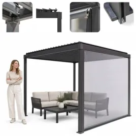 pergola-ogrodowa-tarasowa-z-roleta-zestaw-mirador-80-3x3-szara-stalowa
