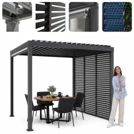 pergola-ogrodowa-tarasowa-zabudowana-mirador-solid-80-3x3-szara-roleta