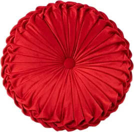 czerwona-poduszka-welur-dekoracyjna-plisowana-okragla-38-cm-aksamit