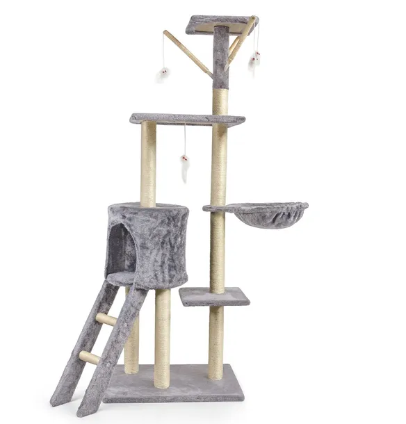 Drapak budka dla kota drzewo legowisko Domek słupki 138cm 6 poziomów (F014)