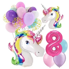balony-zestaw-urodziny-8-lat-jednorozec-unicorn