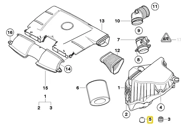 guma-mocowanie-filtra-powietrza-bmw-e81-e82-e84-e87-e88-e90-e91-e92-e93-producent-czesci-bmw-oryginalne-oe