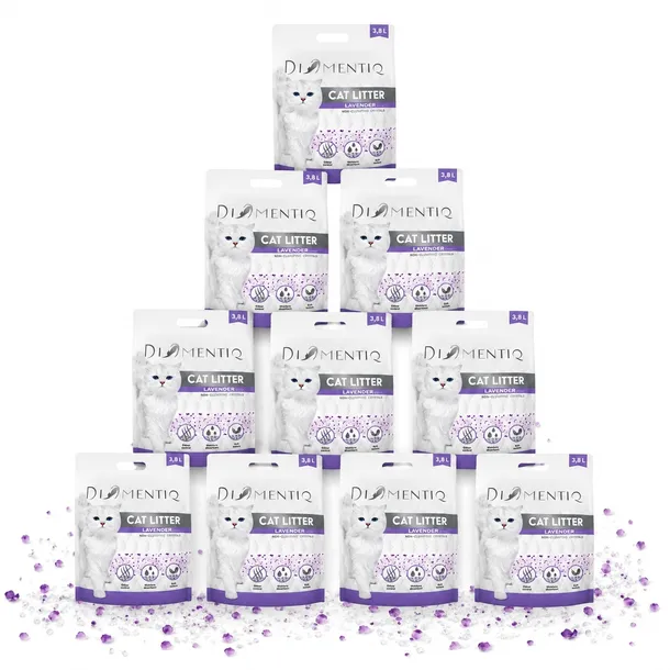 DIAMENTIQ Żwirek Lavender Silikonowy, Niezbrylający się dla kota - 3,8 l