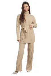 trendyol-komplet-damski-bezowy-sweter-z-paskiem-i-spodnie-prazkowane-m-5ea