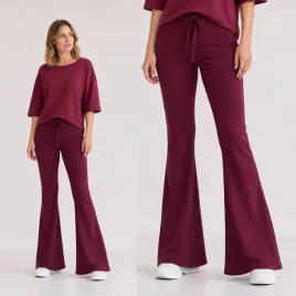 spodnie-damskie-dresowe-bawelniane-dopasowane-gladkie-dzwony-flare-xl