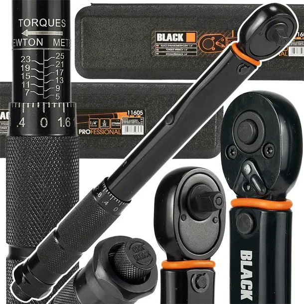KLUCZ DYNAMOMETRYCZNY Z BLOKADĄ BLOKADA 5-25 NM 1/4" DWUKIERUNKOWY Z ETUI