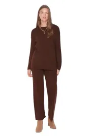 trendyol-brazowy-komplet-damski-sweter-i-spodnie-bez-dodatkow-m-5ea