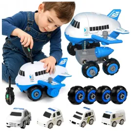 samolot-policja-autko-do-skrecania-rozkrecania-maly-mechanik-zestaw-diy