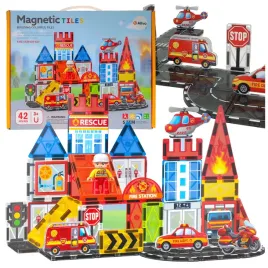 klocki-magnetyczne-konstrukcyjne-3d-dla-dzieci-stem-remiza-strazacka-42-el