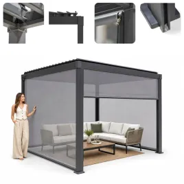 pergola-tarasowa-zabudowana-4-rolety-zestaw-mirador-80-3x3-szara-stalowa