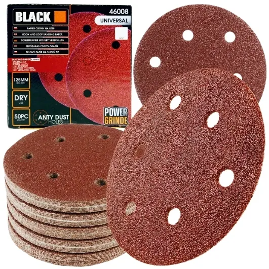 50 SZTUK ! PAPIER ŚCIERNY KRĄŻEK KRĄŻKI NA RZEP 125mm P80 BLACK