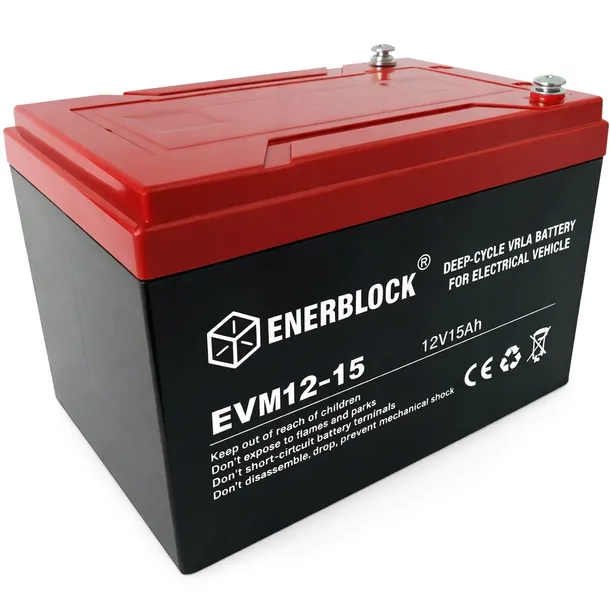 AKUMULATOR AGM WZMOCNIONY 12V 15AH ENERBLOCK DO HULAJNOGI SAMOCHODZIKA