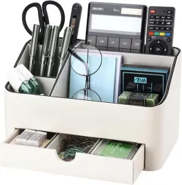 organizer-na-biurko-5-przegrod-z-szuflada-bialy