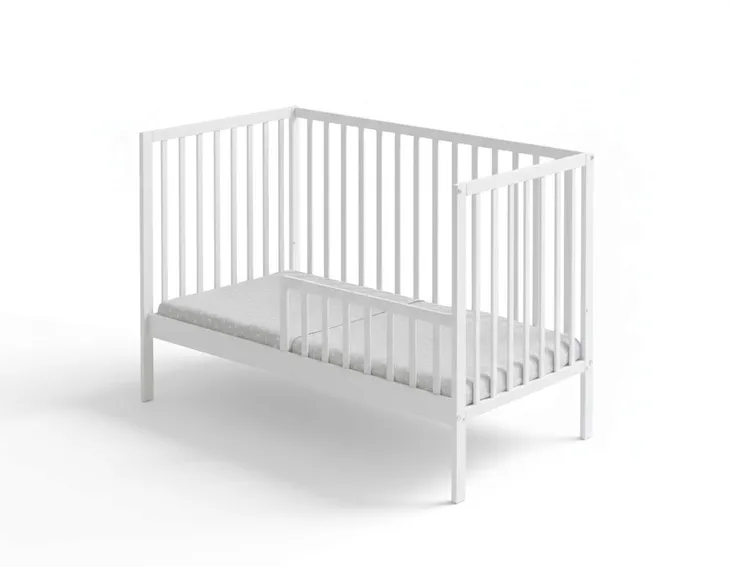 Łóżeczko MAGDA + BARIERKA TAPCZANIK 120/60 białe SOFA dla dziecka drewniane