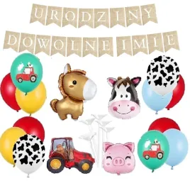 balony-zestaw-zwierzeta-farma-baner-imie