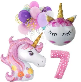 balony-zestaw-urodziny-7-lat-jednorozec-unicorn