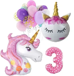 balony-zestaw-urodziny-3-latka-jednorozec-unicorn