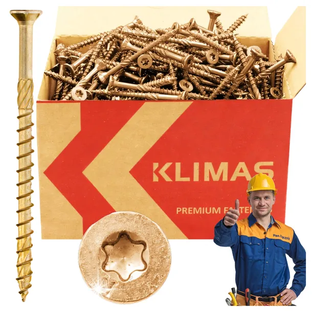 WKRĘTY CIESIELSKIE DO DREWNA 4x60 STOŻKOWE TORX 250szt WKCS-40060 KLIMAS