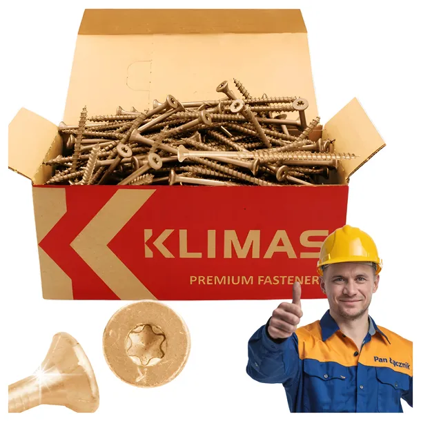 WKRĘTY CIESIELSKIE DO DREWNA 5x100 STOŻKOWE TORX 200szt WKCS-50100 KLIMAS