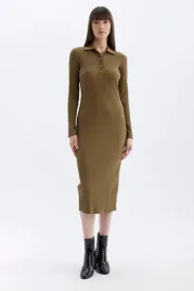 defacto-dluga-sukienka-damska-khaki-kolnierzyk-2xl-5ga