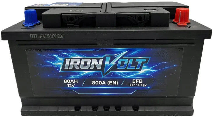 AKUMULATOR SAMOCHODOWY IRONVOLT EFB 12V 80AH 800A P+ START - STOP