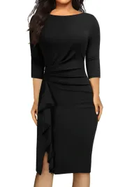 czarna-sukienka-elegancka-wesele-z-falbana-i-rekawem-3-4-do-kolan-50-5ga