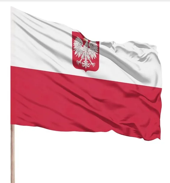 Flaga Polski Polska z Godłem Godło Bandera 112x70 CM PRODUCENT na kij tunel