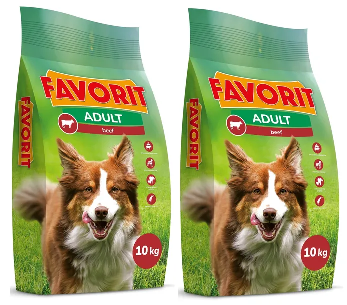 Sucha karma Favorit wołowina dla psa 10 kg x 2 szt