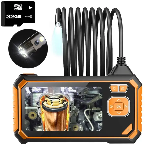 KAMERA INSPEKCYJNA ENDOSKOP DUO 5-METROWY PRZEWÓD 8 LED 5.5mm IP67 32GB SD