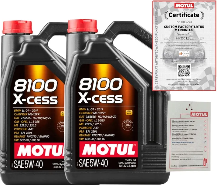 MOTUL 8100 X-CESS 5W40 A3/B4 6L PSA B71 2296 RN0710/ RN0700 + ZAWIESZKA