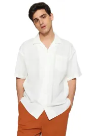 trendyol-man-biala-koszula-meska-casual-z-krotkim-rekawem-xs-5da