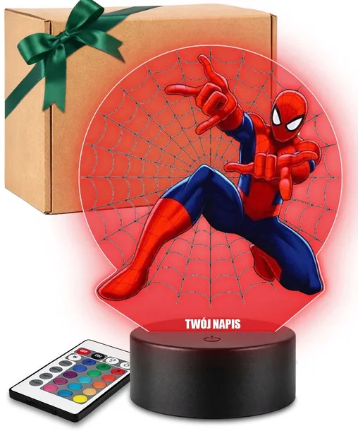 Lampka Nocna 3D LED Spiderman Marvel Pajęczyna Sieć Prezent dla Chłopców