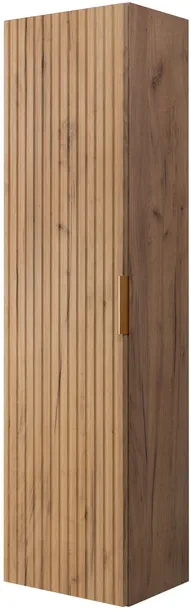 Wiszący SŁUPEK ŁAZIENKOWY 136 cm RYFLOWANY FRONT Dąb CRAFT ZŁOTY Półki