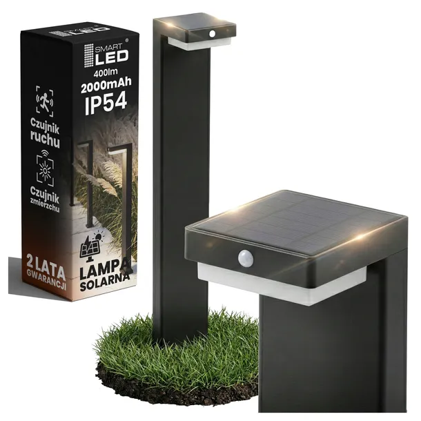 Lampa Solarna Ogrodowa LED 70cm 400lm Czujnik Ruchu Zmierzchu Mocna PREMIUM