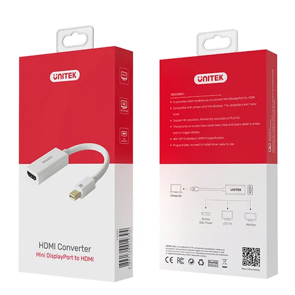 2x-unitek-adapter-mini-displayport-hdmi-4k-stan-nowy-certyfikat-ce