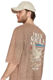 trendyol-man-meski-t-shirt-brazowy-z-nadrukiem-na-plecach-m-5da