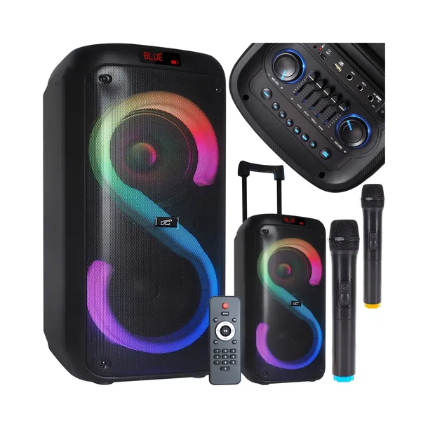 GŁOŚNIK PRZENOŚNY KOLUMNA XXL 400W PARTYBOX KARAOKE PILOT AUX USB BT FM