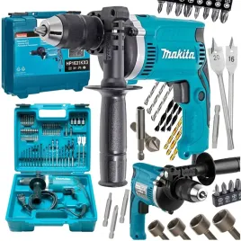 2x-wiertarka-udarowa-makita-hp1631kx3-710w-3200rpm-walizka-74-akcesoria