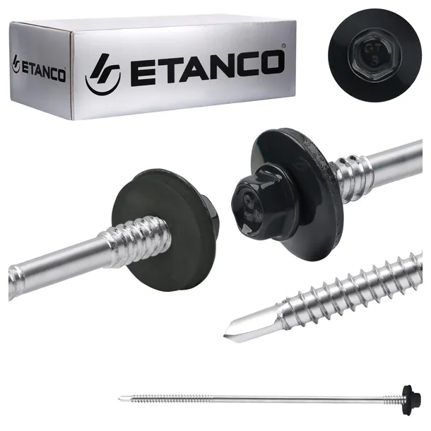 Wkręty do płyty warstwowej 175 mm RAL 7016 100 szt. do metalu Etanco GT6