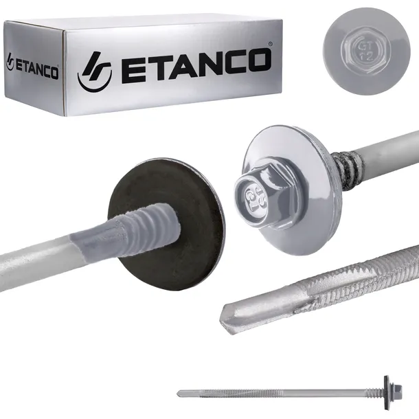 Wkręty do płyty warstwowej 130 mm RAL 9006 100 szt. do metalu Etanco GTR12