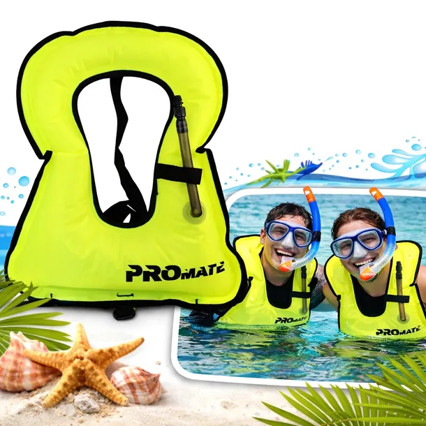 Kamizelka wypornościowa do snorkelingu pływania XL neonowy żółty Promate