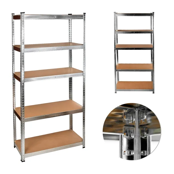 REGAŁ METALOWY MAGAZYNOWY 180x90x40 WARSZTATOWY SREBRNY GARAŻOWY 5 PÓŁEK