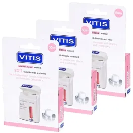 3x-nic-dentystyczna-woskowana-vitis-soft-z-fluorem-50-m