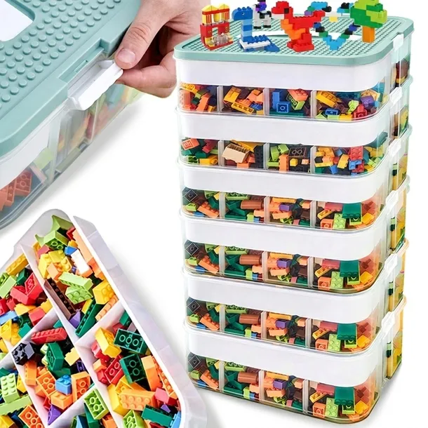 POJEMNIK NA KLOCKI LEGO 6-PIĘTROWY WARSTWOWY ORGANIZER Z PRZEGRÓDKAMI 44 L