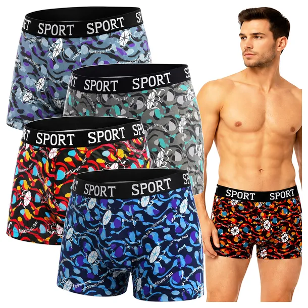 Bokserki męskie bambusowe 4 PARY Kolorowe Elastyczne Oddychające Sport