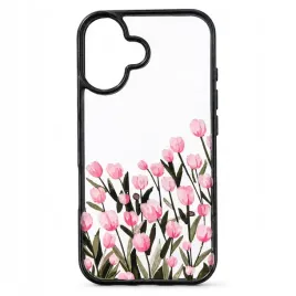 etui-iphone-17-kwiaty-tulipany-przezroczyste-anti-shock-czarne